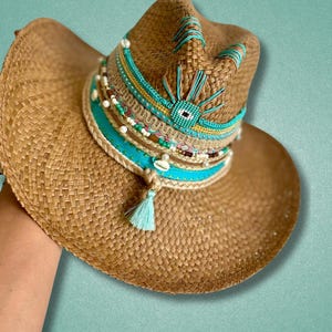 Statement Fedora Straw Hat, Colombian Style Evil Eye Hat.