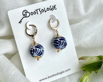 Handmade Mexican Talavera Ceramic Earrings, Colorful Unique Gift for Women.