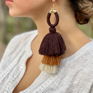Handmade Earrings, Cascade Earrings, Tassel Earrings, Mexican Earrings, Artisanal Earrings, Cotton Handmade Earrings.