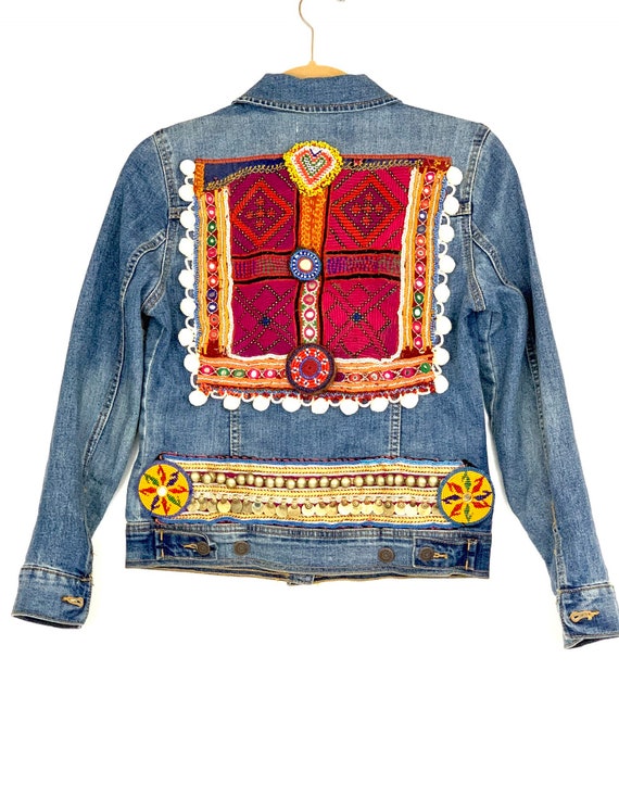 womens denim jacket with embroidery