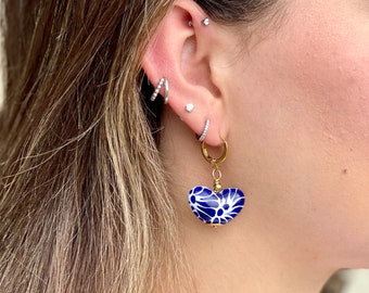 Hand Painted Ceramic Earrings, Artisan Talavera Jewelry, Unique Mexican Design, Perfect Gift for Women.
