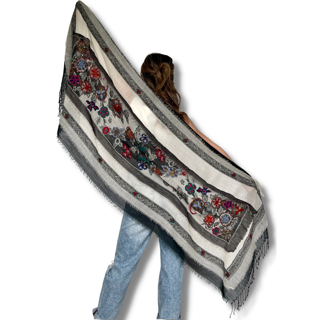 Boiled Wool Shawl, Embroidery, Bliss