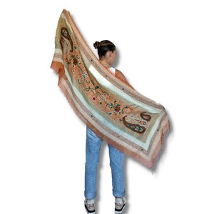 Handcrafted Embroidered Pashmina Shawl, Wool Stole Wrap, Soft Warm Winter Scarf.