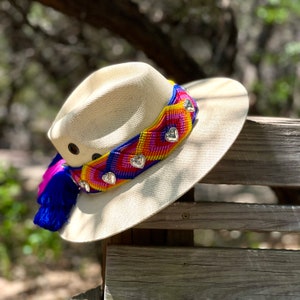 Summer Canvas Hat, Embellished Hat, Mexican Hat.