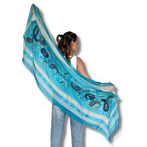 Soft Handmade Embroidered Pashmina Shawl, Elegant Woolen Stole Wrap for Women.