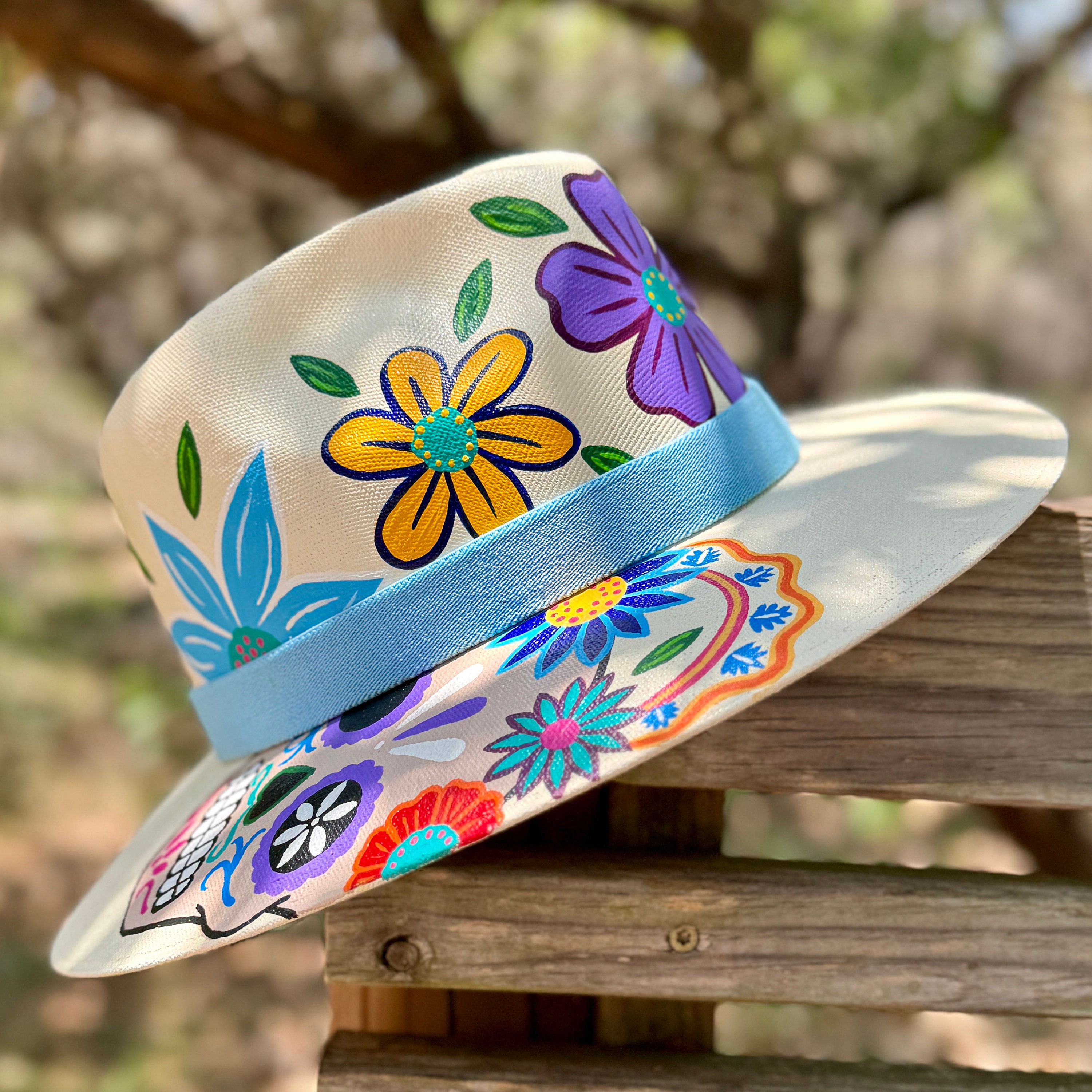 Hand-Painted Sombreros Mexican Sun Hats Hand Painted Mexican Sombrero, Sombrero Pintado a Mano  main image 2