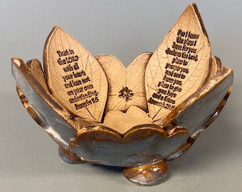 Scripture Dogwood Pottery Bowl, unique gifts, Christian gifts, Best Christian gifts