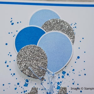 14th Birthday Card, Gender Neutral Celebation Card, Greeting Card with Blue Balloon Design. image 2