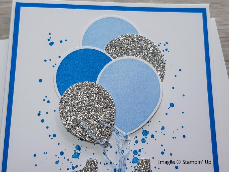 14th Birthday Card, Gender Neutral Celebation Card, Greeting Card with Blue Balloon Design. image 2