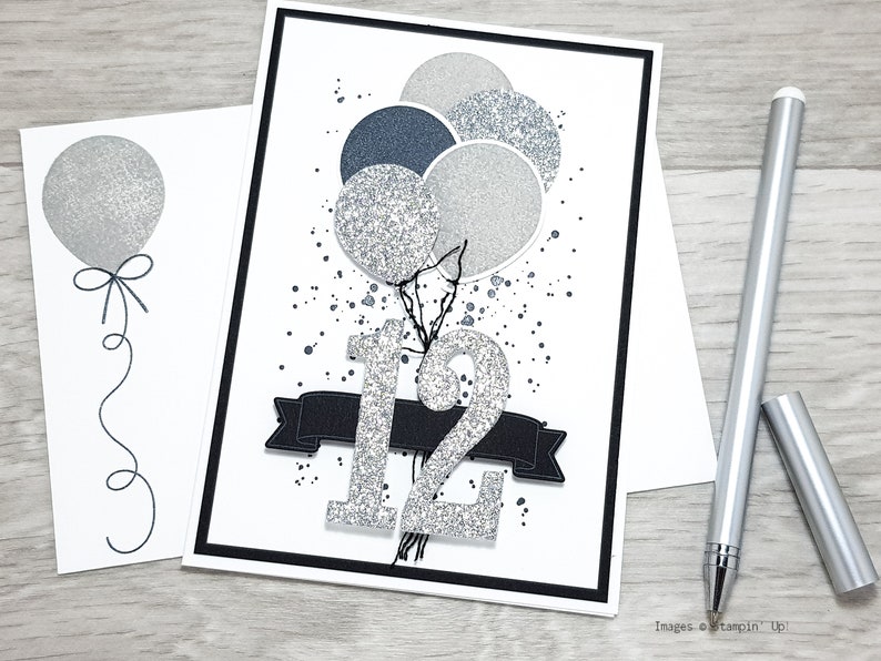 Birthday Balloon Cards Bundle of 6 for a Discount Price Bulk Card Bundle. Black