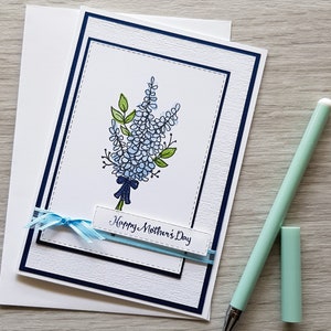 Floral Mothers Day Card, Mother's Day Card with Blue Flowers image 1