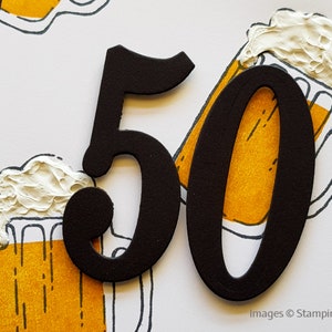 50th Birthday Greeting Card, Handmade Birthday Card for Man, Fiftieth Birthday Card with Beer Design. image 2