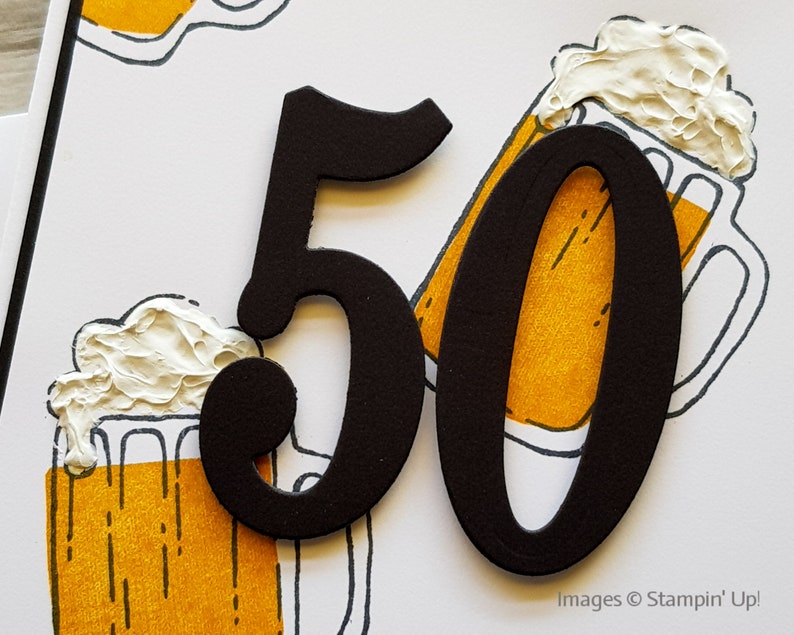 50th Birthday Greeting Card, Handmade Birthday Card for Man, Fiftieth Birthday Card with Beer Design. image 2