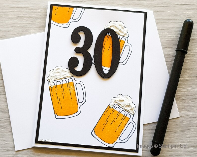 50th Birthday Greeting Card, Handmade Birthday Card for Man, Fiftieth Birthday Card with Beer Design. image 6