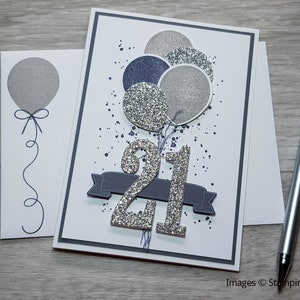 14th Birthday Card, Gender Neutral Celebation Card, Greeting Card with Blue Balloon Design. image 10