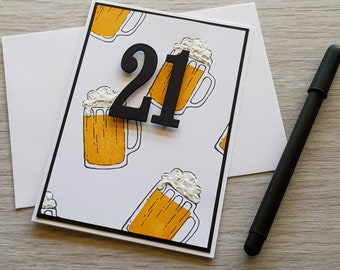 Handmade 21st Birthday Card with a Beer Theme.