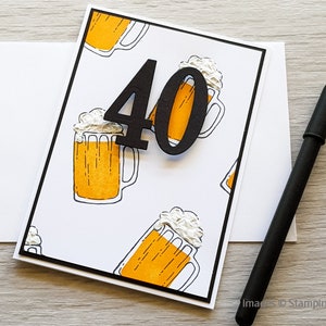 50th Birthday Greeting Card, Handmade Birthday Card for Man, Fiftieth Birthday Card with Beer Design. image 5