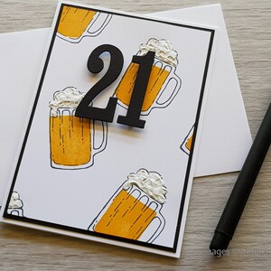 50th Birthday Greeting Card, Handmade Birthday Card for Man, Fiftieth Birthday Card with Beer Design. image 4