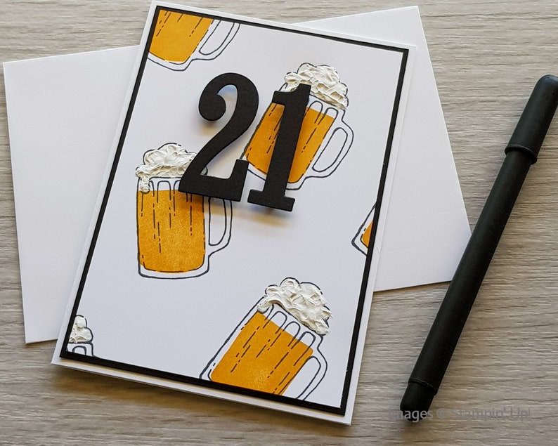 50th Birthday Greeting Card, Handmade Birthday Card for Man, Fiftieth Birthday Card with Beer Design. image 4