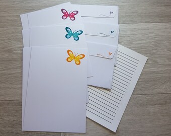 Butterfly Letter Writing Set, Penpal Stationery Gift Pack, Writing Paper Gift Set, Home Activity, Penpal Kit.