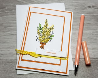 Handmade Thank You Cards, Thanks Greeting Card, Floral Thankyou Card,