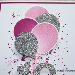 18th Birthday Card, Gender Neutral Celebation Card, Greeting Card with Dark Pink Balloon Design. image 2