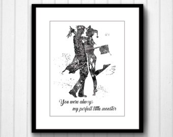 The Joker And Harley Quinn Quote Art Print Superhero Wall Etsy
