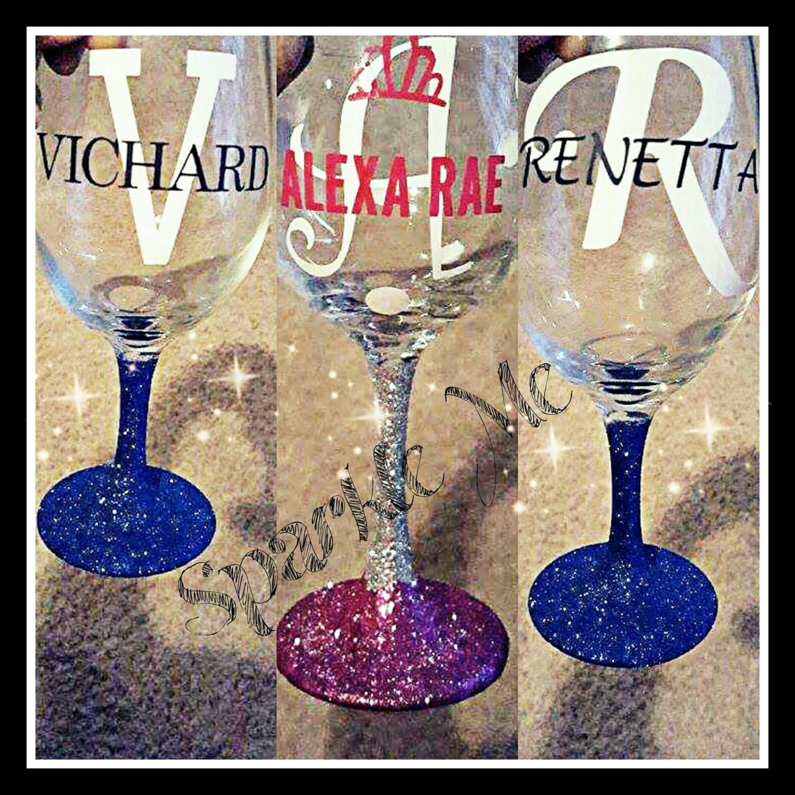 Initial and name wine glass Etsy