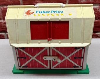 Vintage 1986 Fisher-Price Barn | Working Oinking Sound | Little People Farm | Made in USA