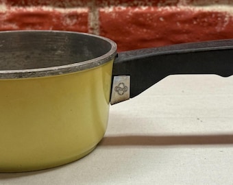 Vintage Yellow Club Aluminum Saucepan | No Lid | Mid Century Cookware | Collectible Kitchen Decor