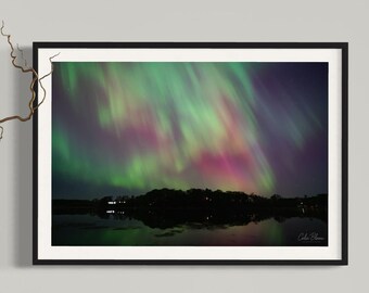 Minnesota Northern Lights Photography Print: Aurora Borealis Landscape (Digital Download)