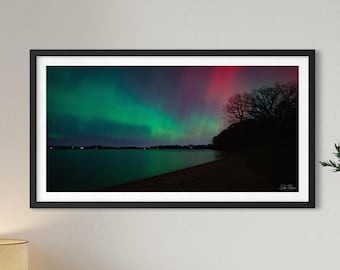 Northern Lights Photography • Minnesota Aurora Borealis Over Lake (Digital Download)