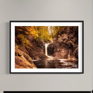 Cascade Falls Northern Minnesota North Shore Fall Photography Download, Grand Marais Minnesota, Waterfall Landscape Wall Art, Fall Leaves