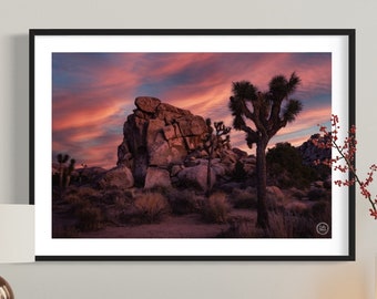 Joshua Tree zonsondergang fotografie-afdruk: Boho Desert muurkunst (digitale download)