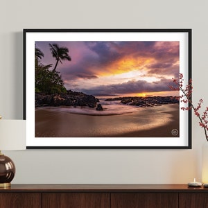 Maui Hawaii Sunset Digital Photography Download, Makena Cove, Makena Beach, Landscape Photography, Hawaii Beach Sunset, Maui Sunset Print