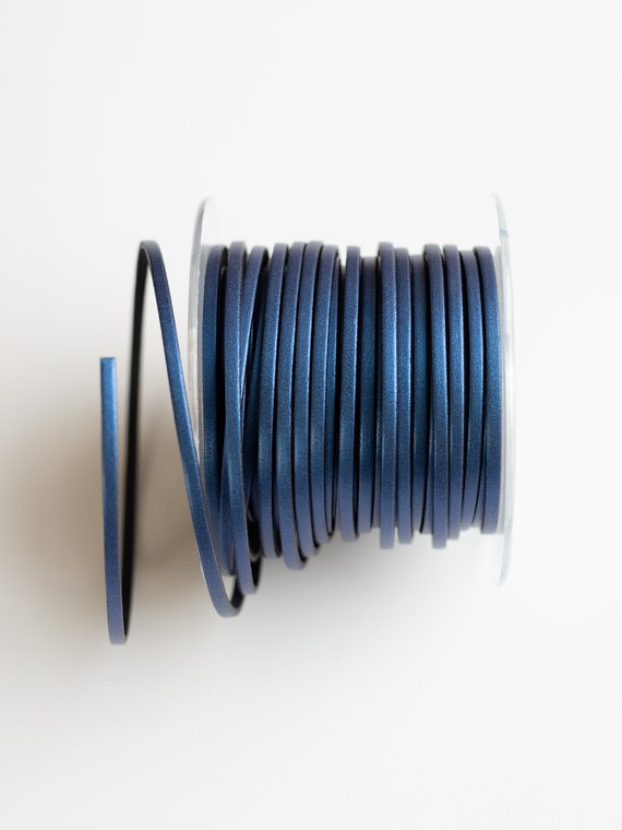 3mm Flat Metallic Blue Leather