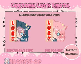 CUSTOM Twitch Chibi Emotes Girl Pink and Blue Hair / Discord Emote