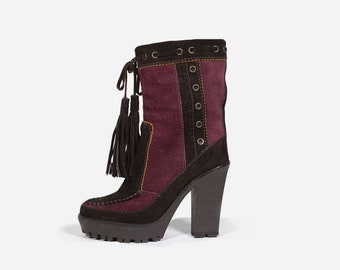 YVES SAINT LAURENT - Suede boots with heel