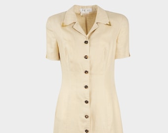 Escada - 90s linen chemisier dress