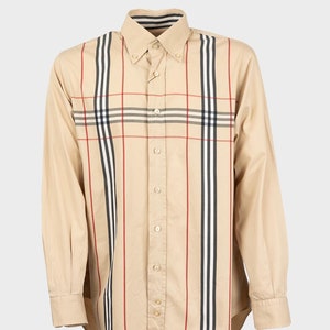 Burberry - 2000s beige check shirt