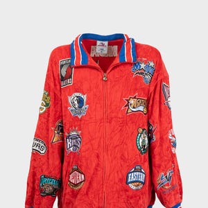 NBA - Red Velvet Zip-Up Sweatshirt with Patches
