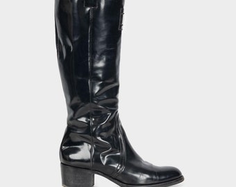 靴 SAINT LAURENT 22ss Goth boots Saint Laurent Black Leather Boots, Platform Chunky High