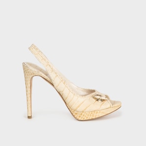 Christian Dior - Leather beige Peep Toe Sandals