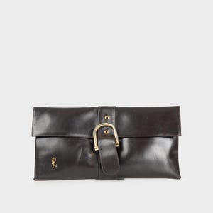 ROBERTA DI CAMERINO - 70s brown leather clutch