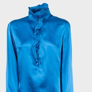 Valentino - Blue Blouse with 90&#39;s Ruffles