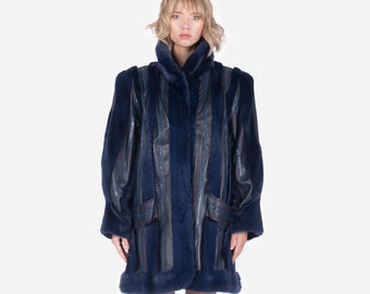 VINTAGE - Leather and fur jacket