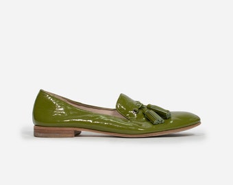 prada green loafers