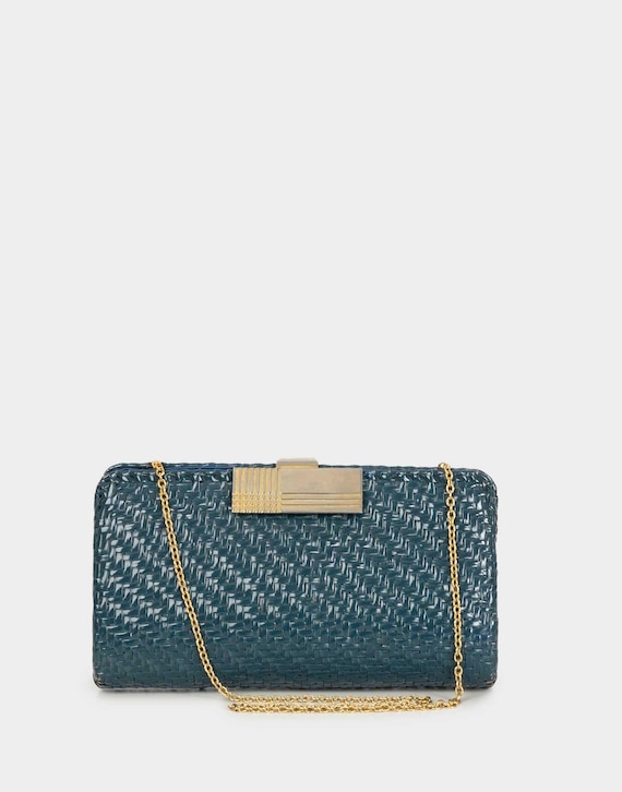 Rodo Borsa blu in midollino anni '80 Italia