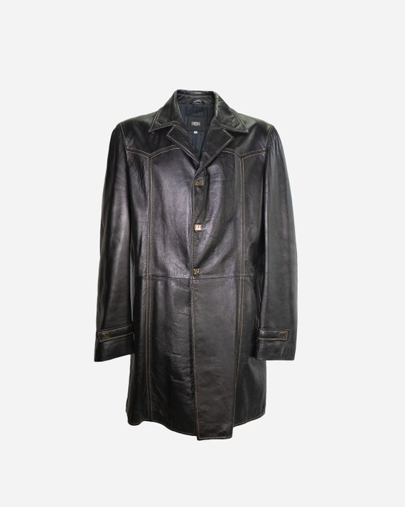 VERSACE - Leather trench coat