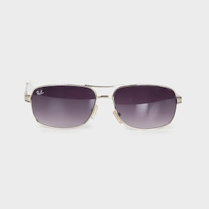 Ray-Ban – Silver Metal Rectangular Sunglasses